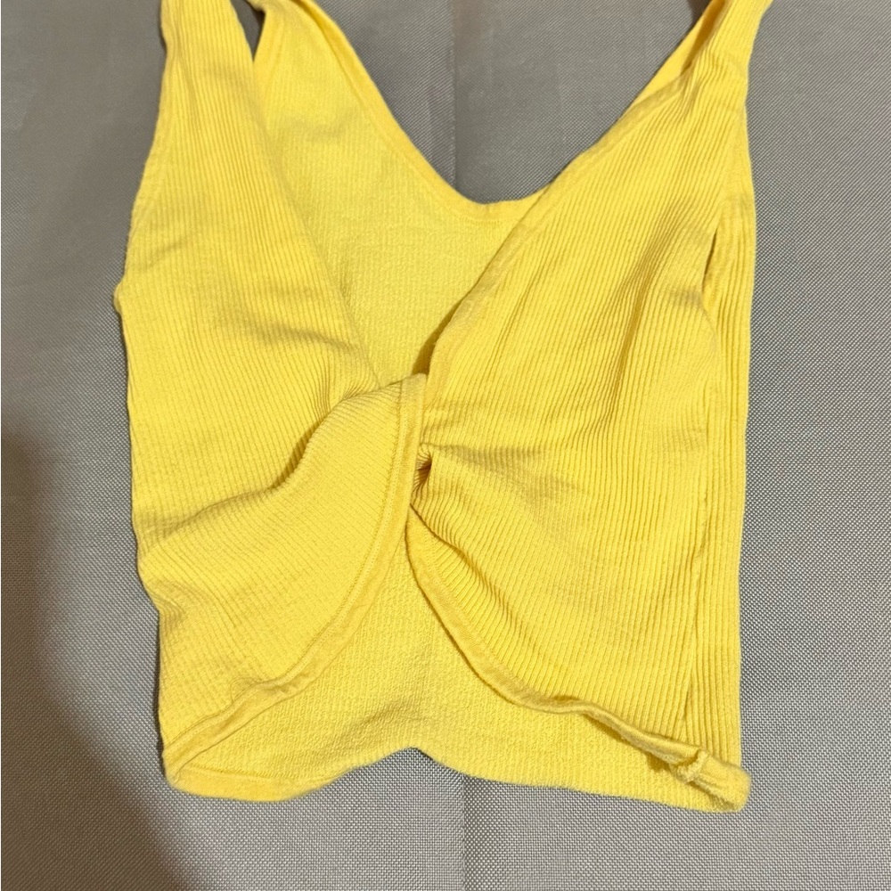 Urban Outfitters Yellow Tie Front Fitted Tank Top